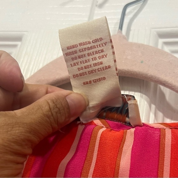 Flying tomato vibrant pink chiffon bell sleeves vertical stripes blouse … - Picture 6 of 8